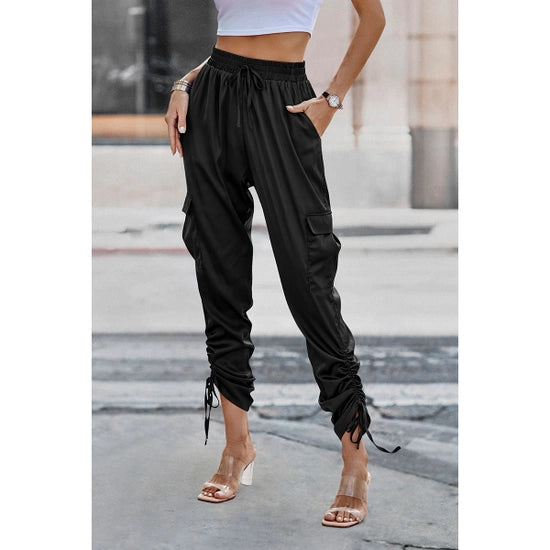 BLK Drawstring Flap Pocket Side Pants