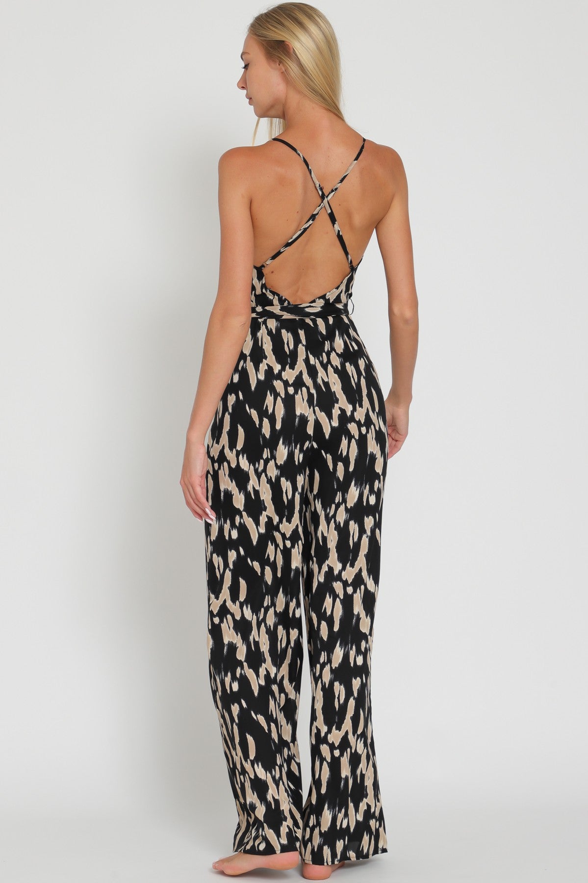 BLK Beige Belted Jumpsuit