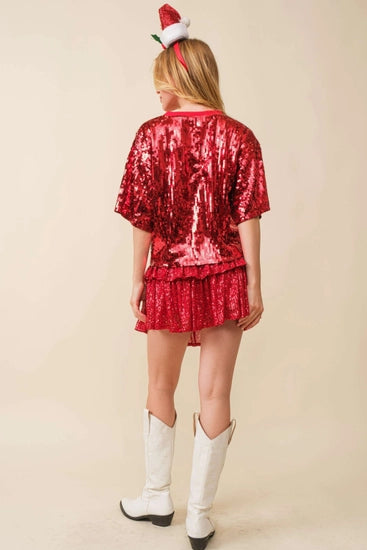 Red Sequin Crop Top