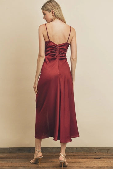 Dark Maroon Slip Midi Dress
