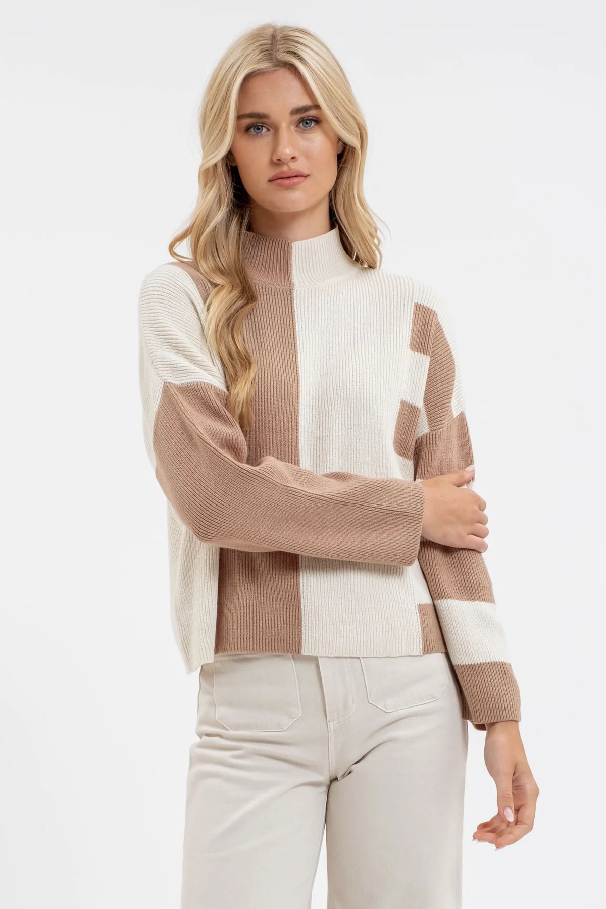 Stripe Mock Knit Sweater