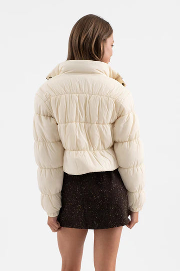 Ivory Crop Cargo Puffer Jacket