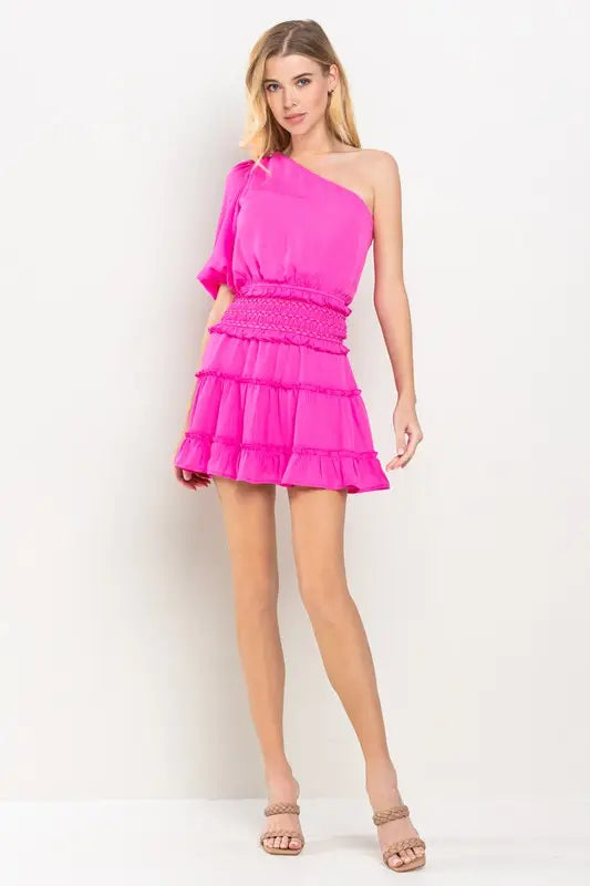 One Shoulder Layered Mini Pink Dress Haven LaRae Boutique One Shoulder Layered Mini Pink Dress Haven LaRae Boutique