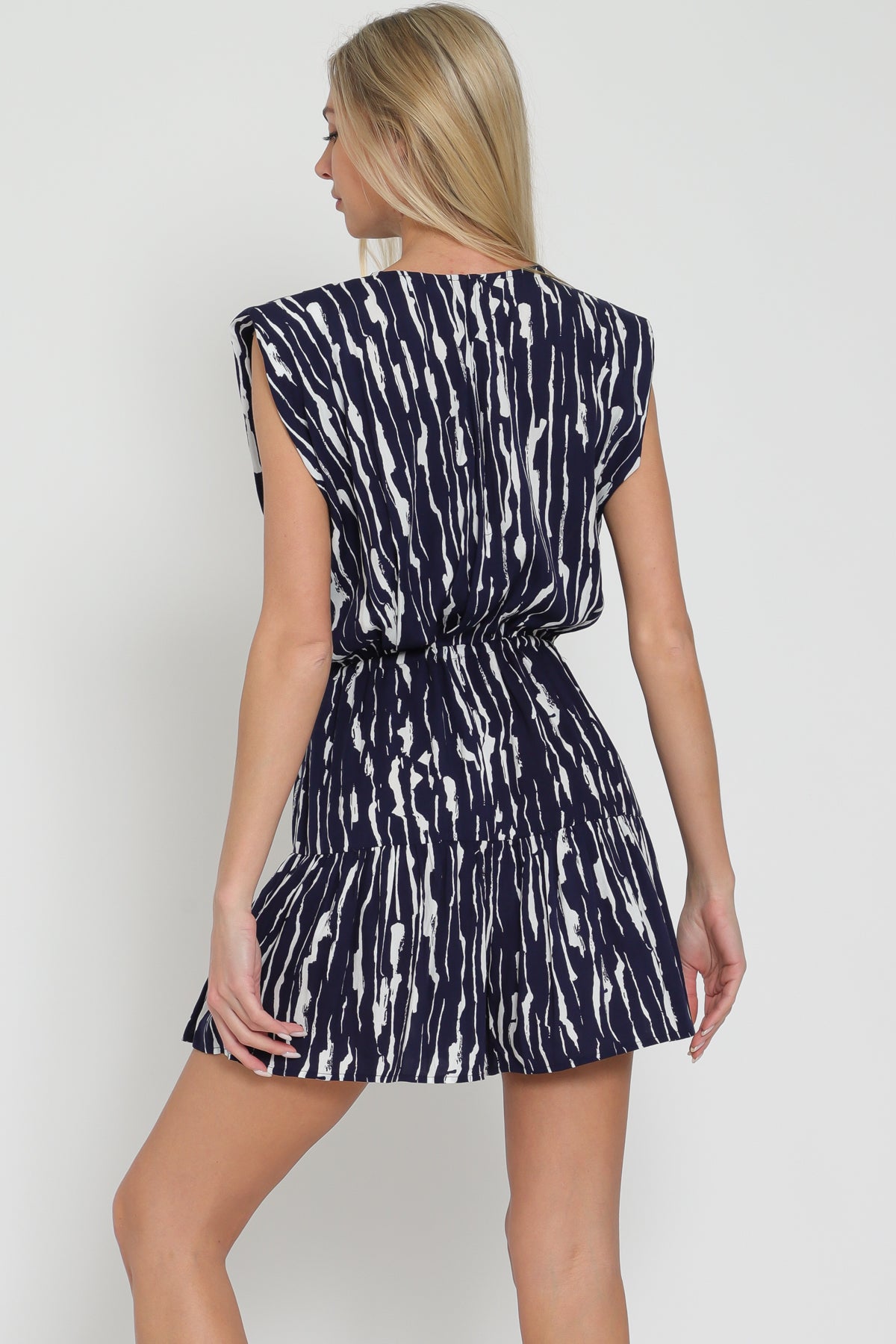 Navy-White Shoulder Pad Romper