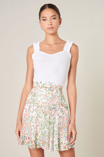 High Roller Ruffle Strap Ribbed Knit Tank