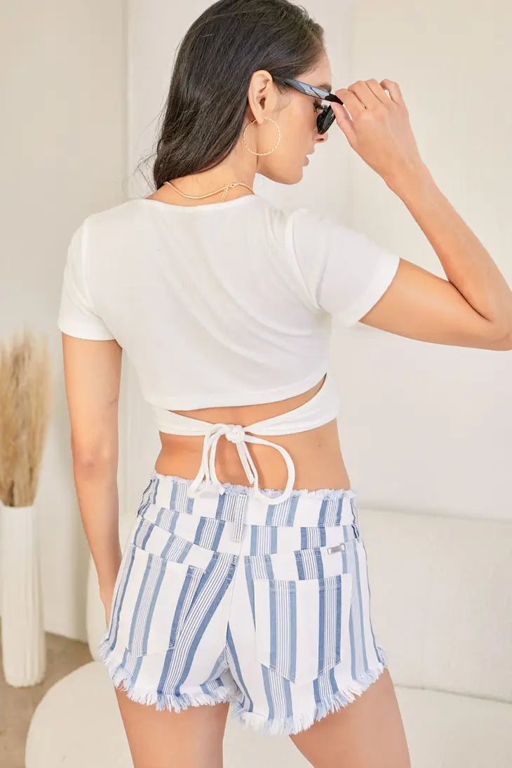 High Rise Stripe Shorts