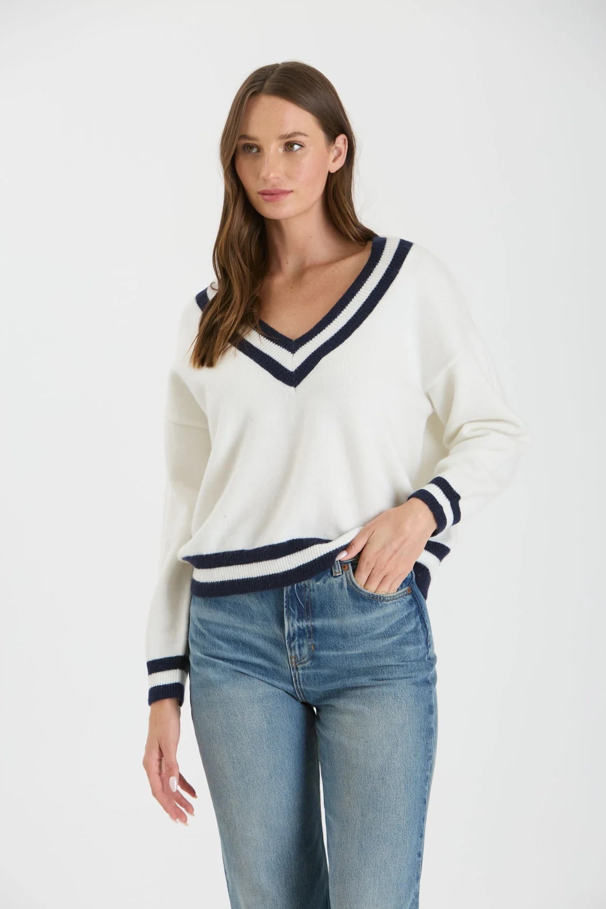 Ivory V Neck Sweater