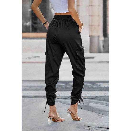 BLK Drawstring Flap Pocket Side Pants