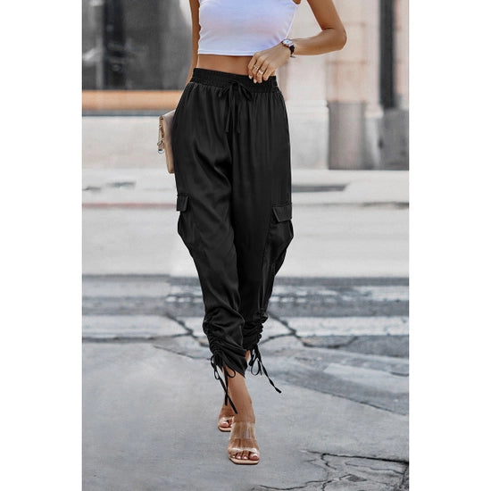 BLK Drawstring Flap Pocket Side Pants