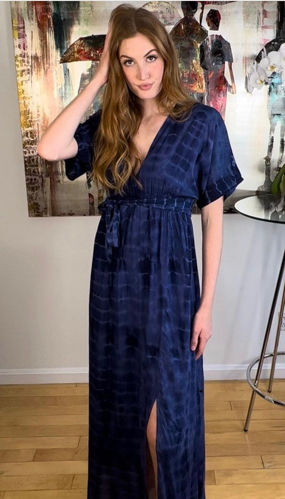 Blue Maxi Empire Waist with Front Tie