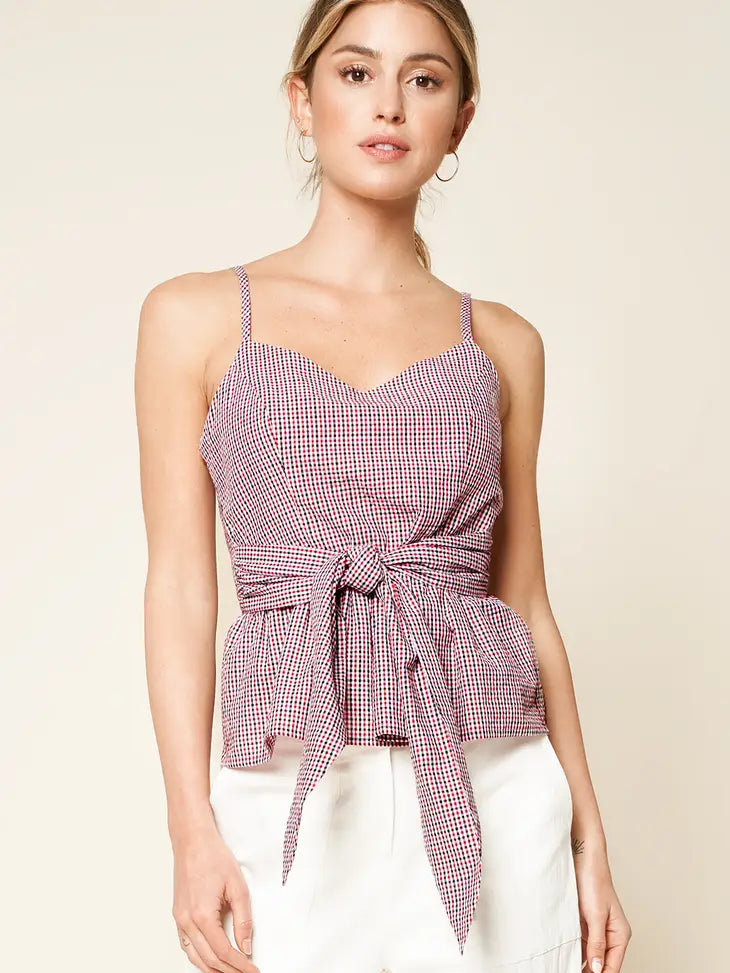 Warby Gingham Print Peplum Cami