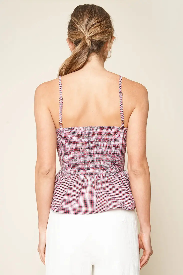 Warby Gingham Print Peplum Cami