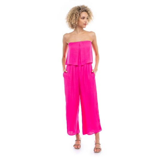 Pink Layered Cropped Jumpsuit Top