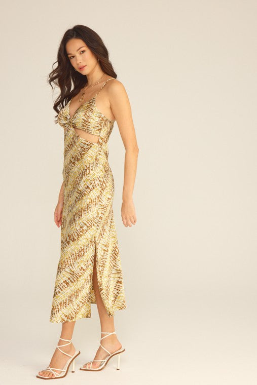 Banana Leaf Cut Out Midi Dress