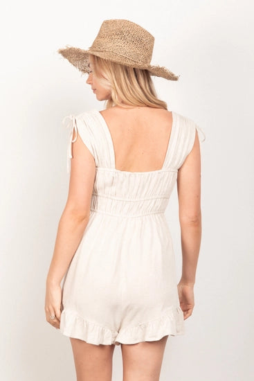 Oatmeal Solid Woven Romper