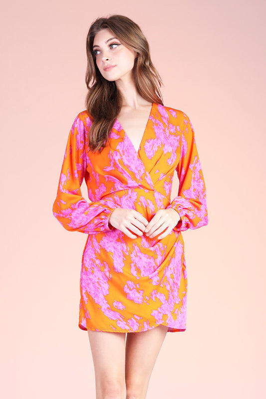 Jade Orange Magnolia Wrap Dress