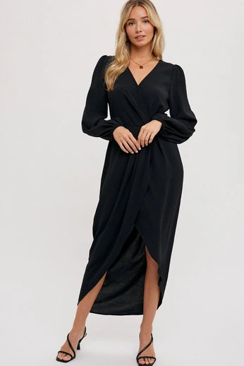 BLK Wrap Tulip Midi Dress