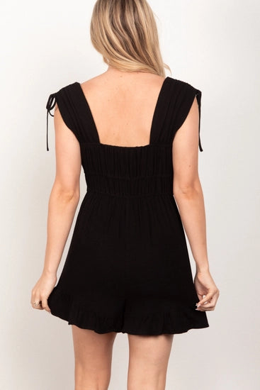 Black Sleeveless Woven Romper