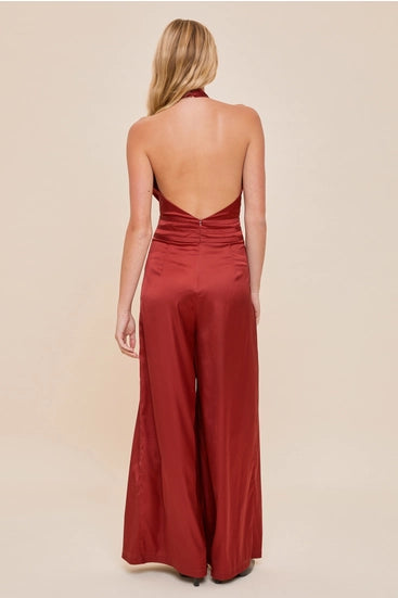 Chili Halter Neck Flare Leg Jumpsuit