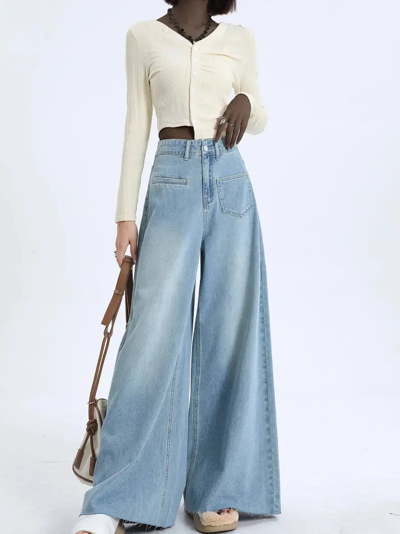 Denim Wide Leg Pants