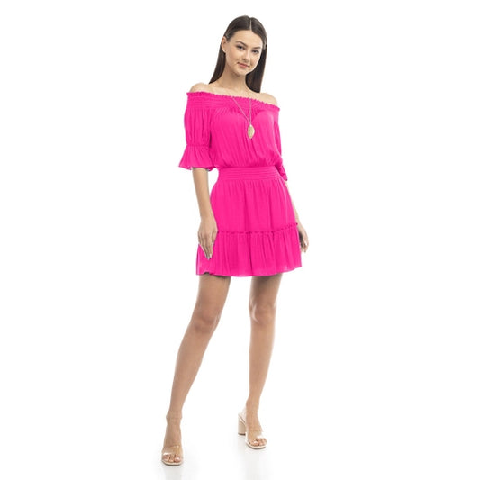 Smocked Hot Pink Mini Dress