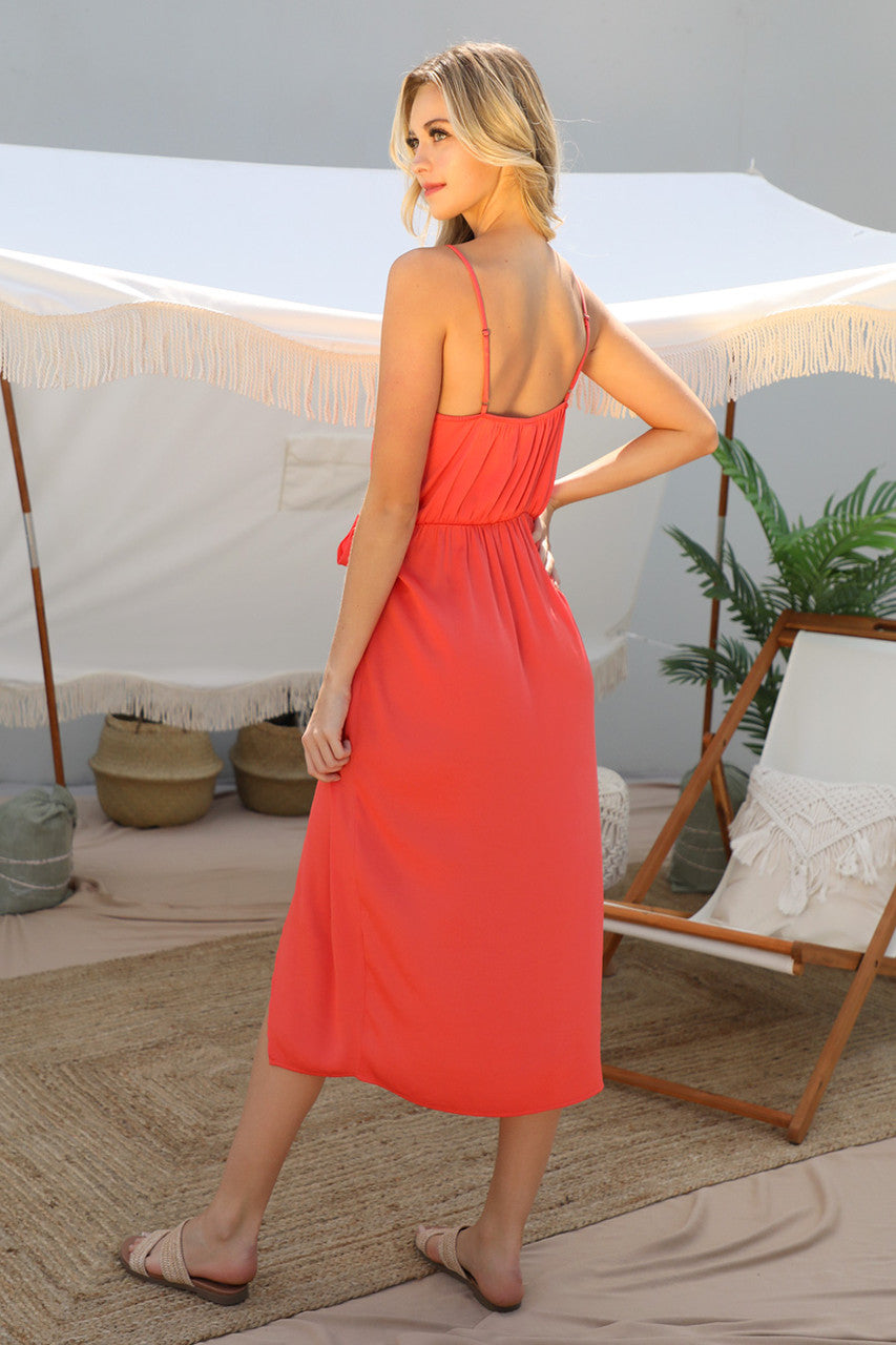 Orange Midi Slip Dress