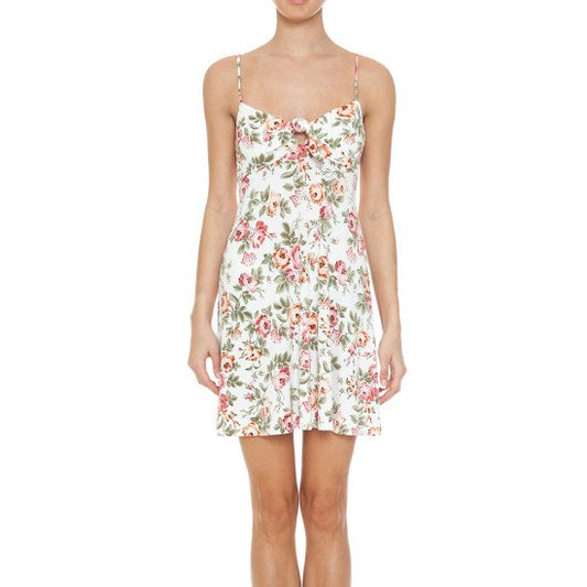 Floral Knit Design Cami Mini Dress