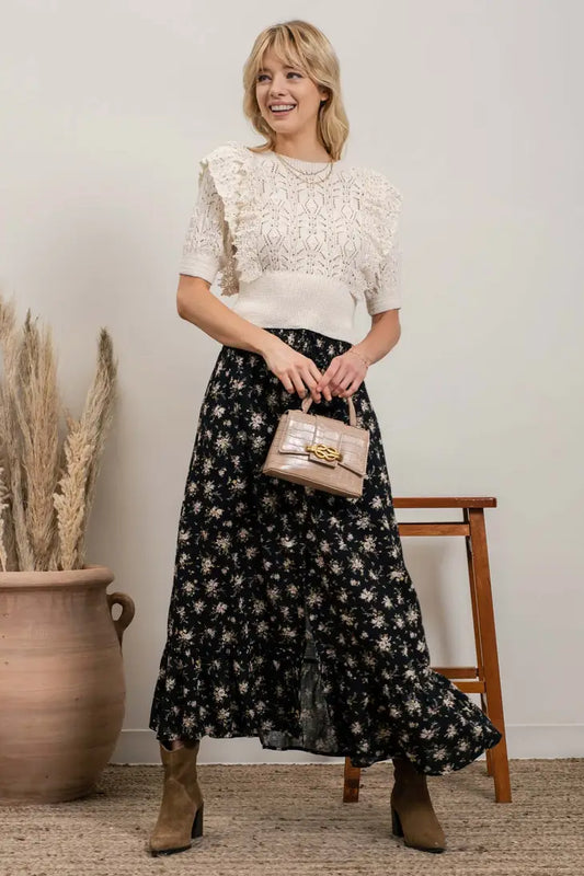 Floral Print Midi Skirt