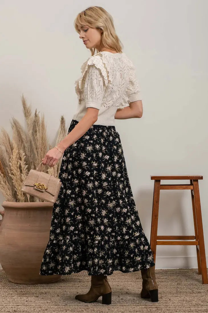 Floral Print Midi Skirt