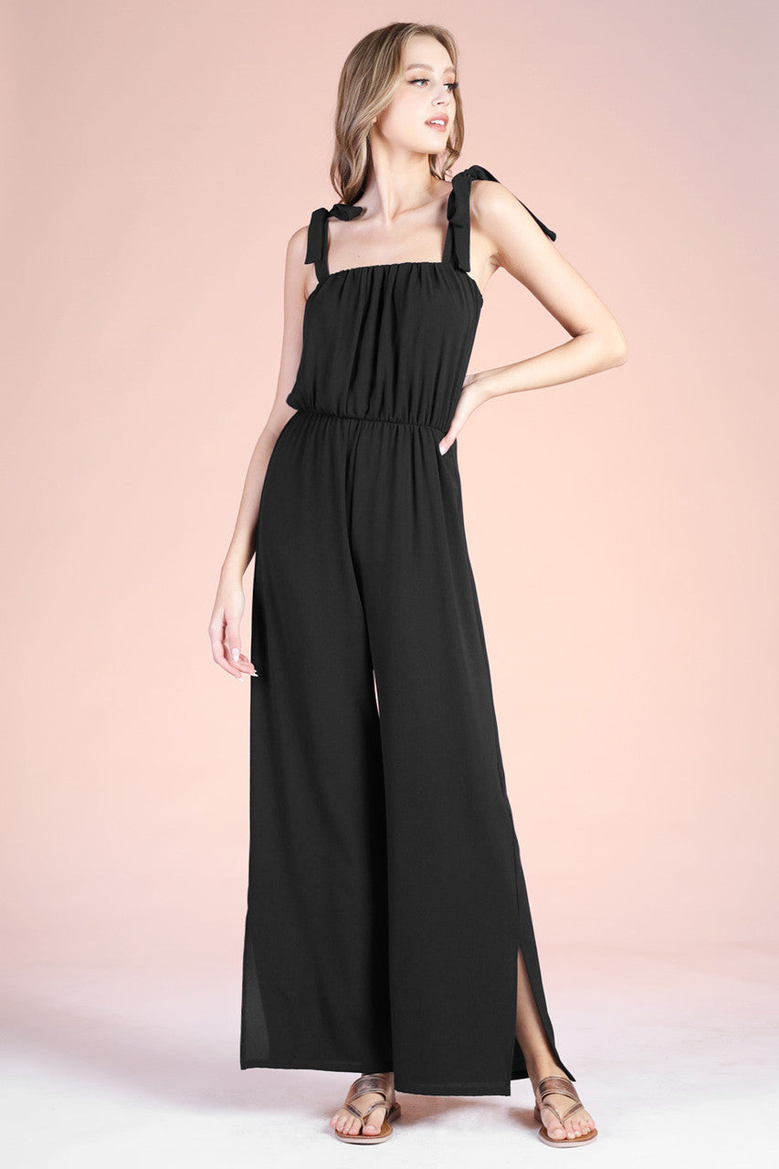 Black Tie Shoulder Jumpsuit