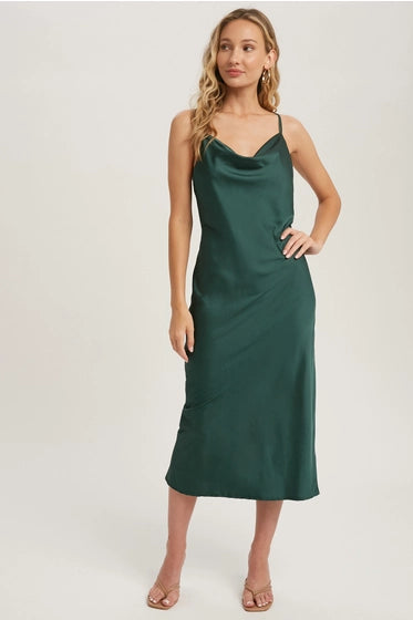 Satin Jade Slip Dress