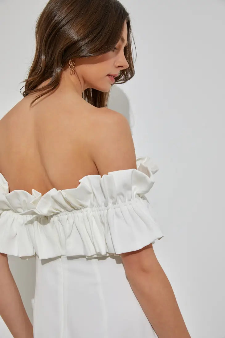 Mini Off Shoulder White Dress
