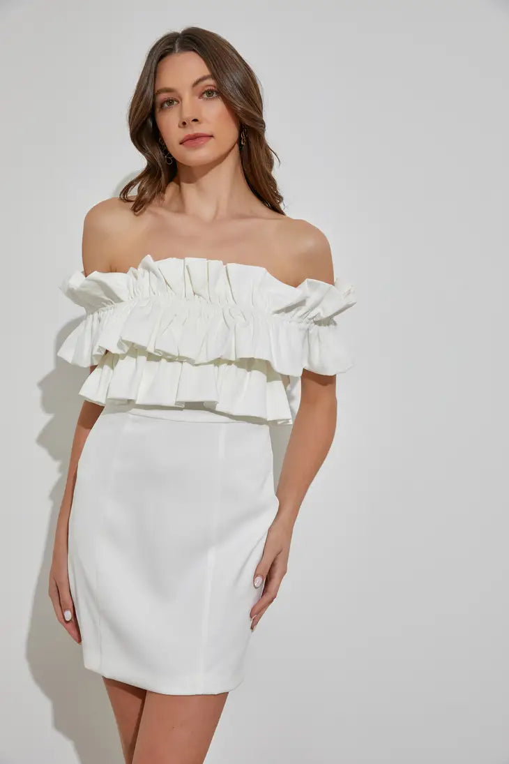 Mini Off Shoulder White Dress