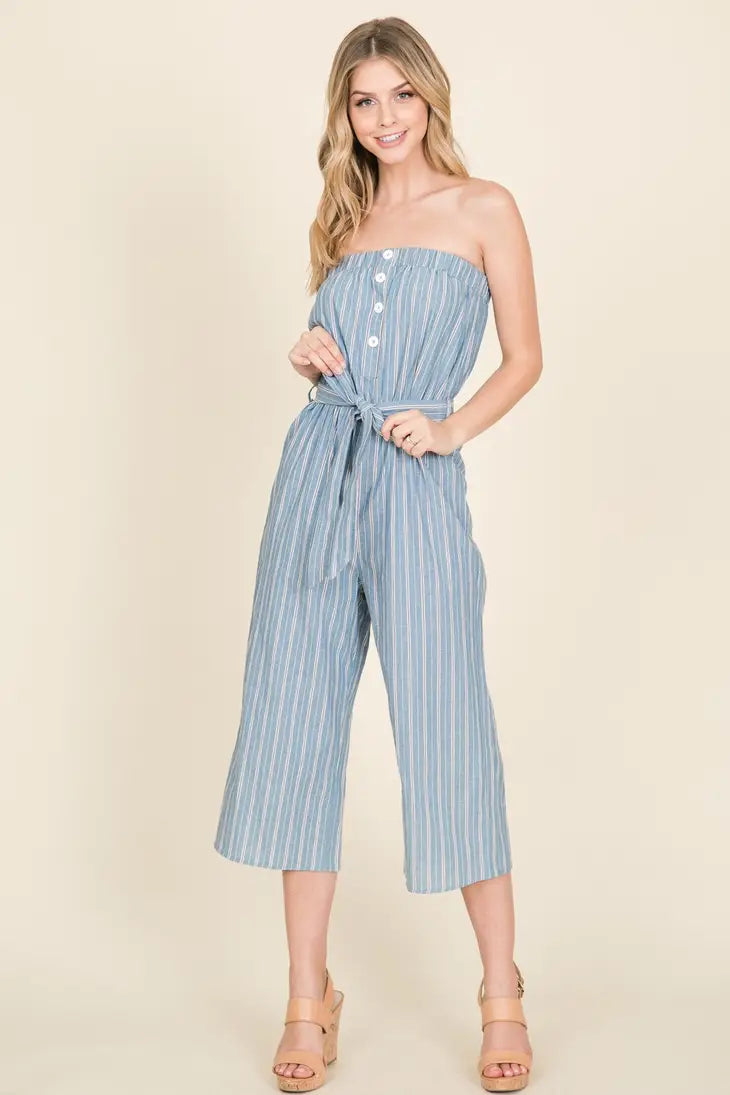 Strapless Stripe Jumpsuit