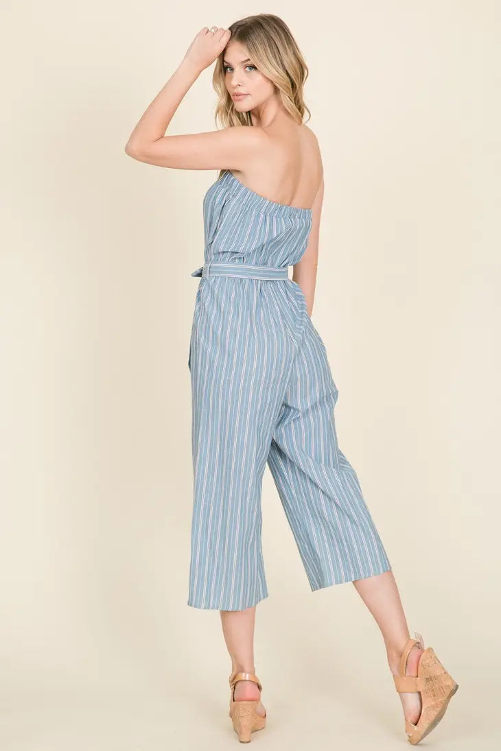 Strapless Stripe Jumpsuit