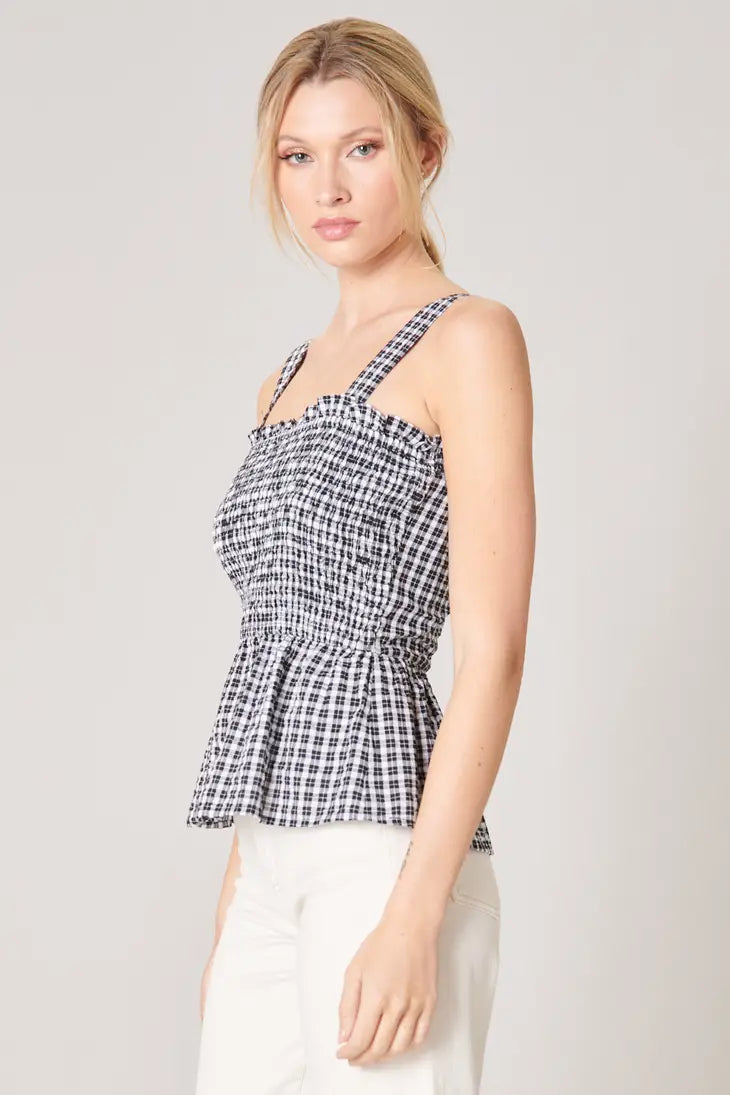 Smock Peplum Grey and White Top