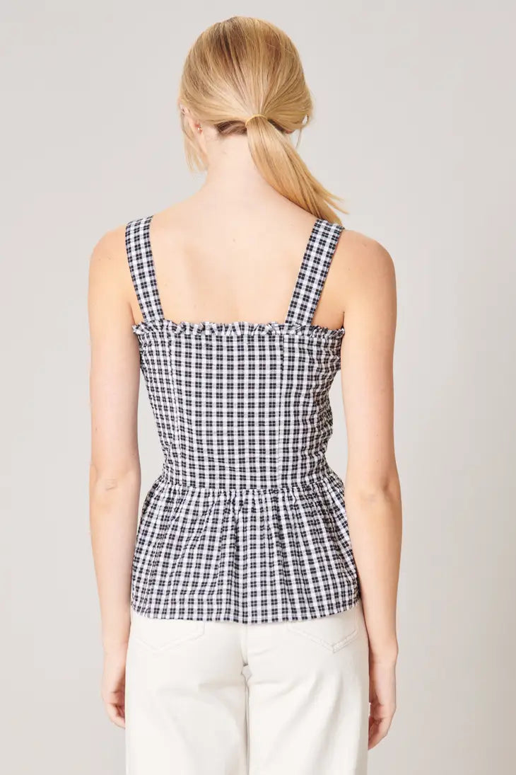 Smock Peplum Grey and White Top