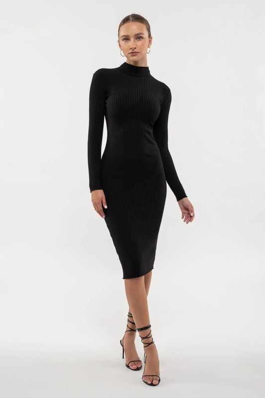 Black Knit Midi Dress