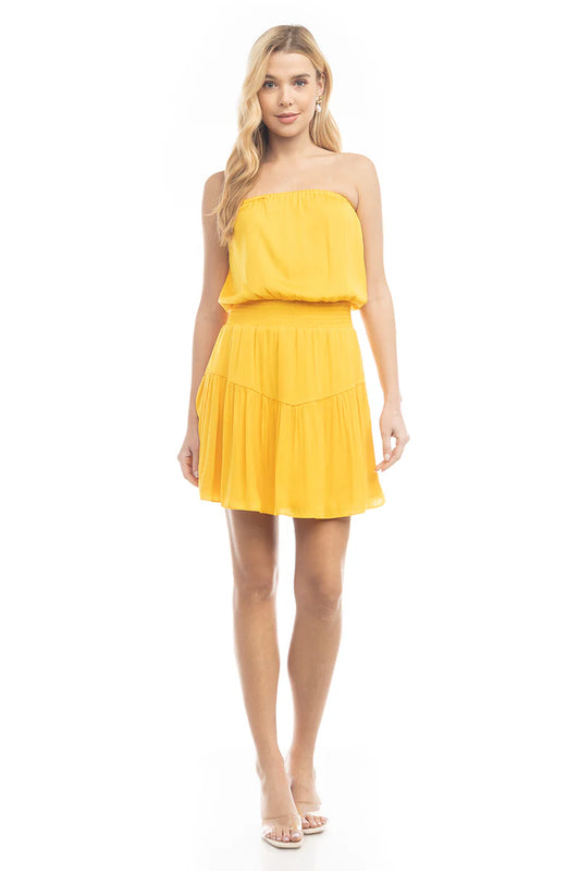 Citron Tiered Strapless Mini Dress