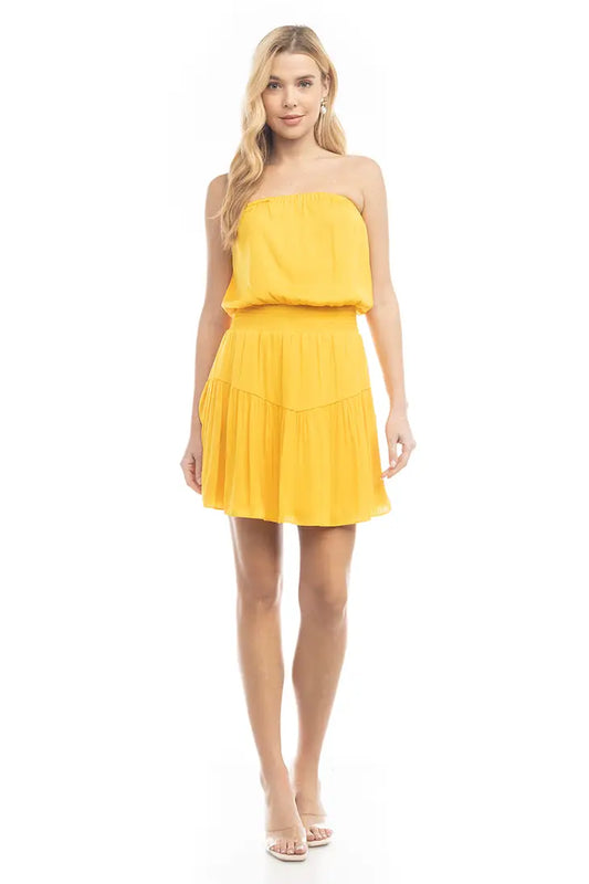 Yellow Strapless Mini