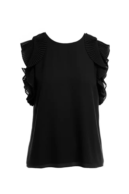 Black Pleated Sleeveless Top