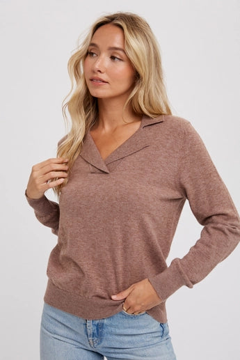 Notched Collar Pullover