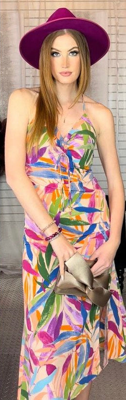 Tropical Color Midi Dress