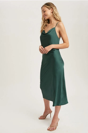 Satin Jade Slip Dress