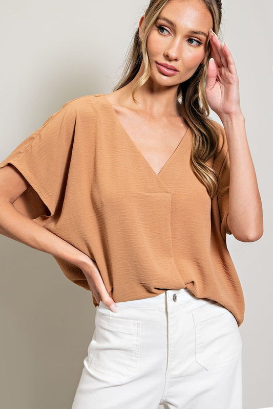 Camel V Neckline Blouse